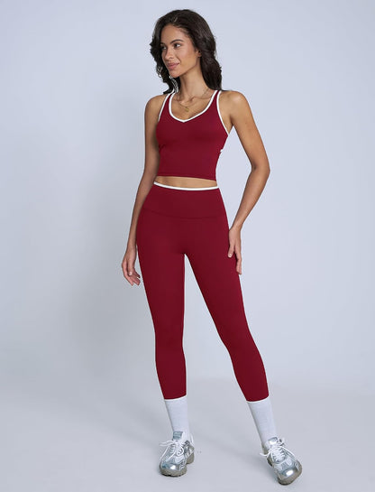 ABOCIW Womens Color Block Workout Sets Racerback Tank Top High Waist Leggings Gym Set Yoga Pilates Outfits