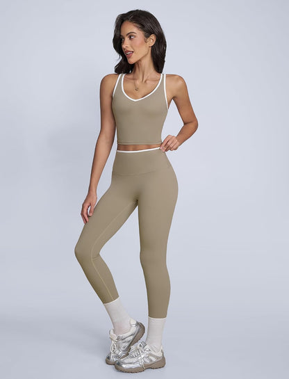 ABOCIW Womens Color Block Workout Sets Racerback Tank Top High Waist Leggings Gym Set Yoga Pilates Outfits