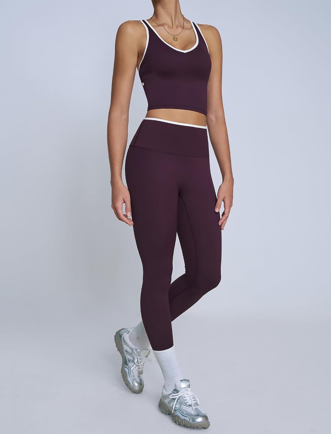 ABOCIW Womens Color Block Workout Sets Racerback Tank Top High Waist Leggings Gym Set Yoga Pilates Outfits