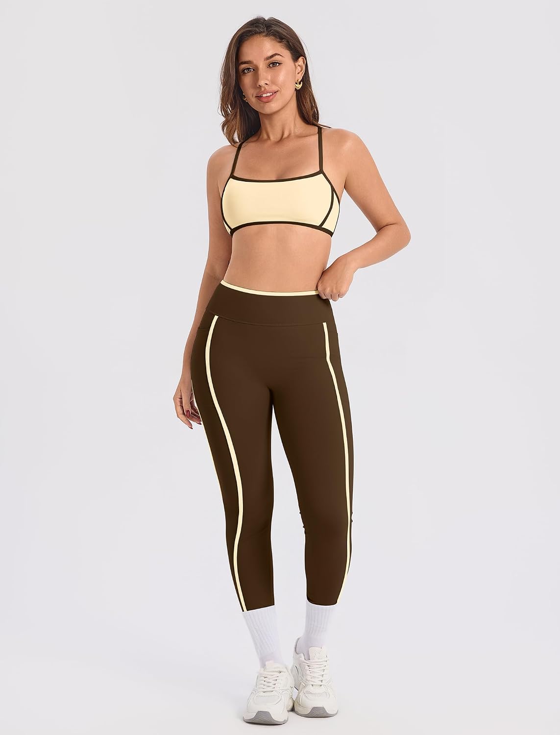 ABOCIW Womens Color Block Workout Sets Racerback Tank Top High Waist Leggings Gym Set Yoga Pilates Outfits