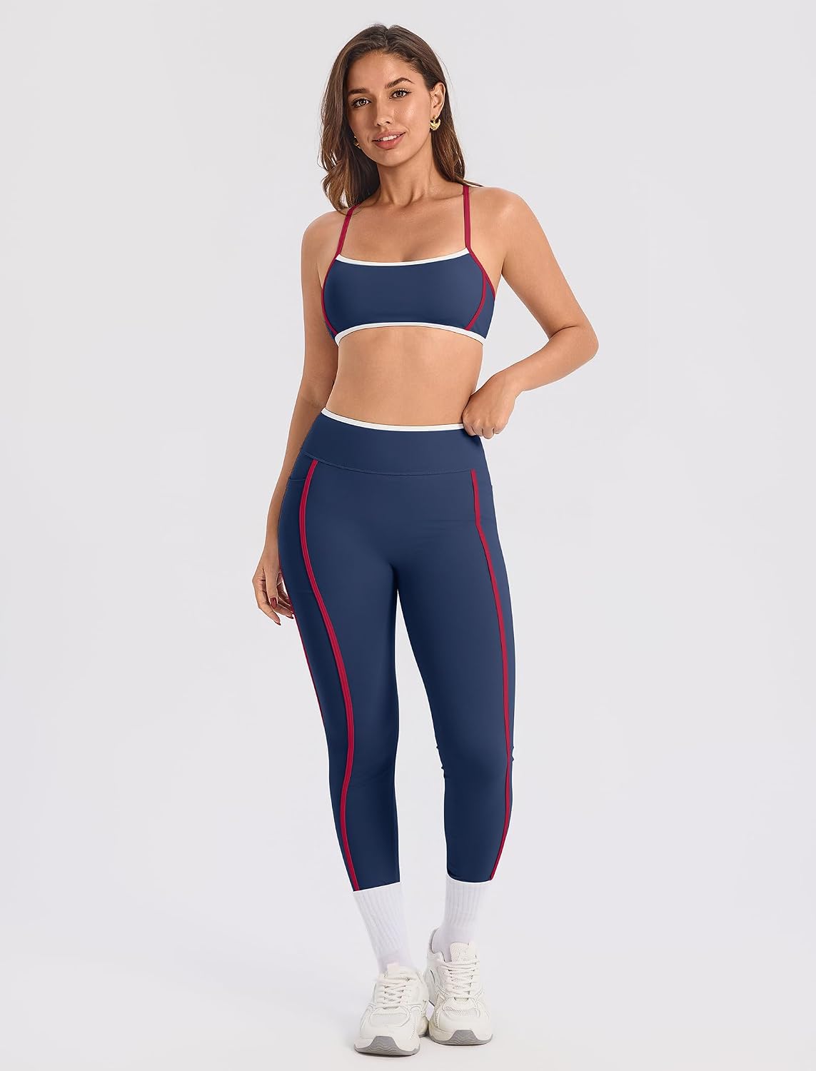 ABOCIW Womens Color Block Workout Sets Racerback Tank Top High Waist Leggings Gym Set Yoga Pilates Outfits