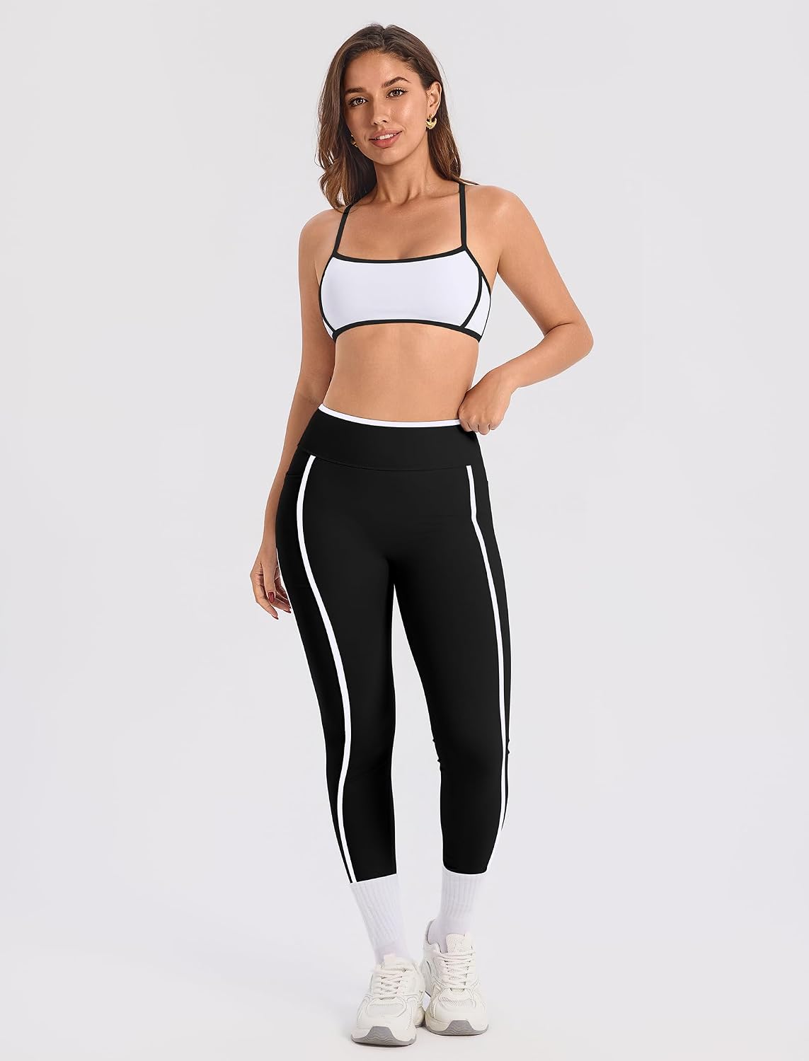 ABOCIW Womens Color Block Workout Sets Racerback Tank Top High Waist Leggings Gym Set Yoga Pilates Outfits