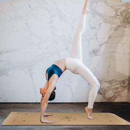 Numat Cork Yoga Mat 6mm (1/4 inch) Thick 72 x 24 in, Sweatproof NonSlip Eco-friendly, Lightweight TPE foam with Alignment Lines, Great for Hot Yoga, Pilates, Gym and Exercise, Black Carrying Bag w. Strap Included