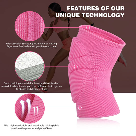 Volleyball Knee Pads Pink, Knee Protector Supporter for Girl Lady Women with High Protection Pads,Professional Grade Knee Pads for Running,Tennis,Yoga,Cycline,Gym,Workout Exercise