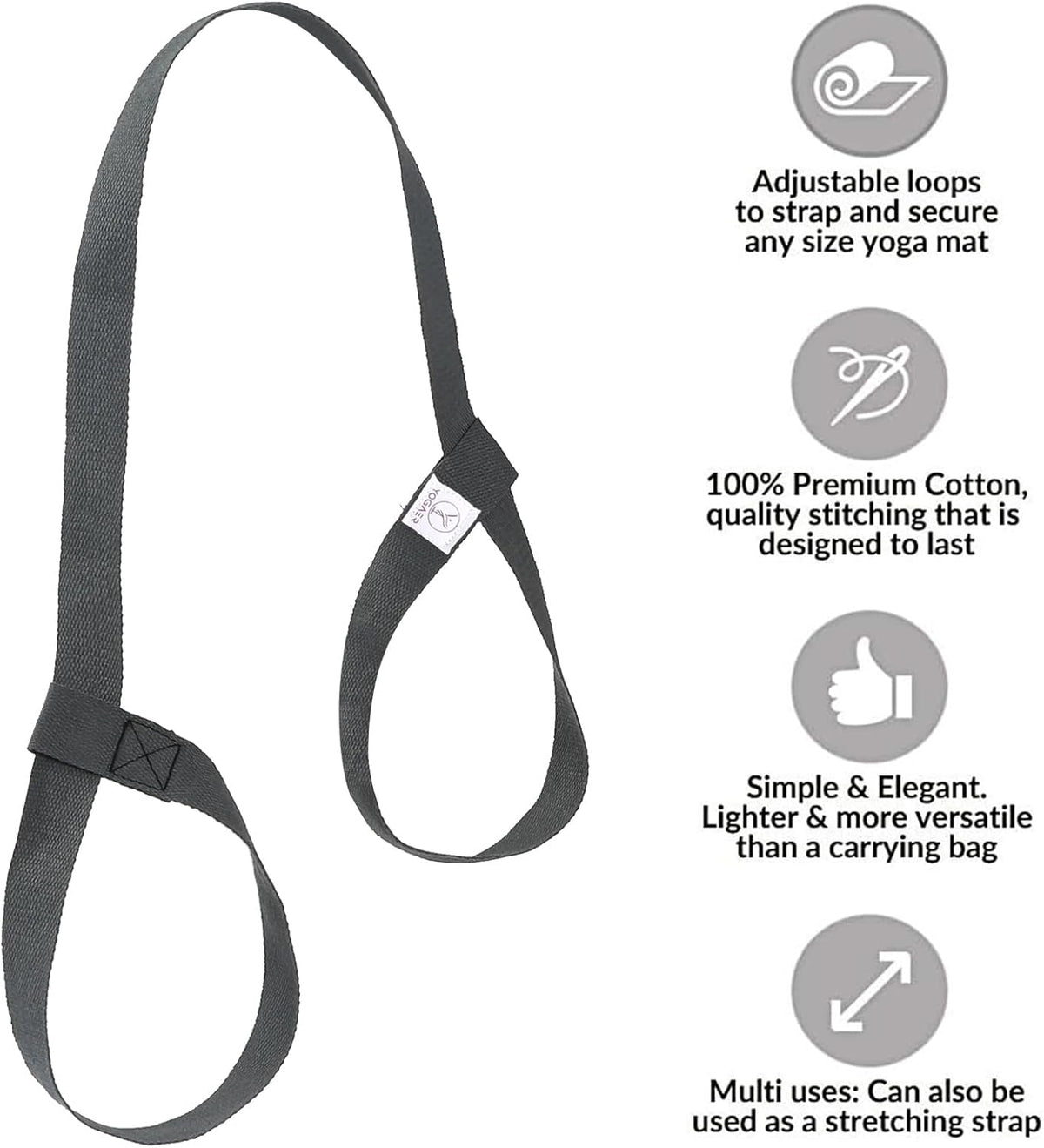Yoga Mat Carrier Strap, Adjustable Thick Straps Sling for Carrying Large Mats, Stretching Band