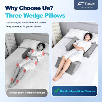 Positioning Wedge Pillow for Side Sleeping (3 in 1),19.69",Grey