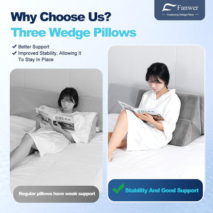 Positioning Wedge Pillow for Side Sleeping (3 in 1),19.69",Grey