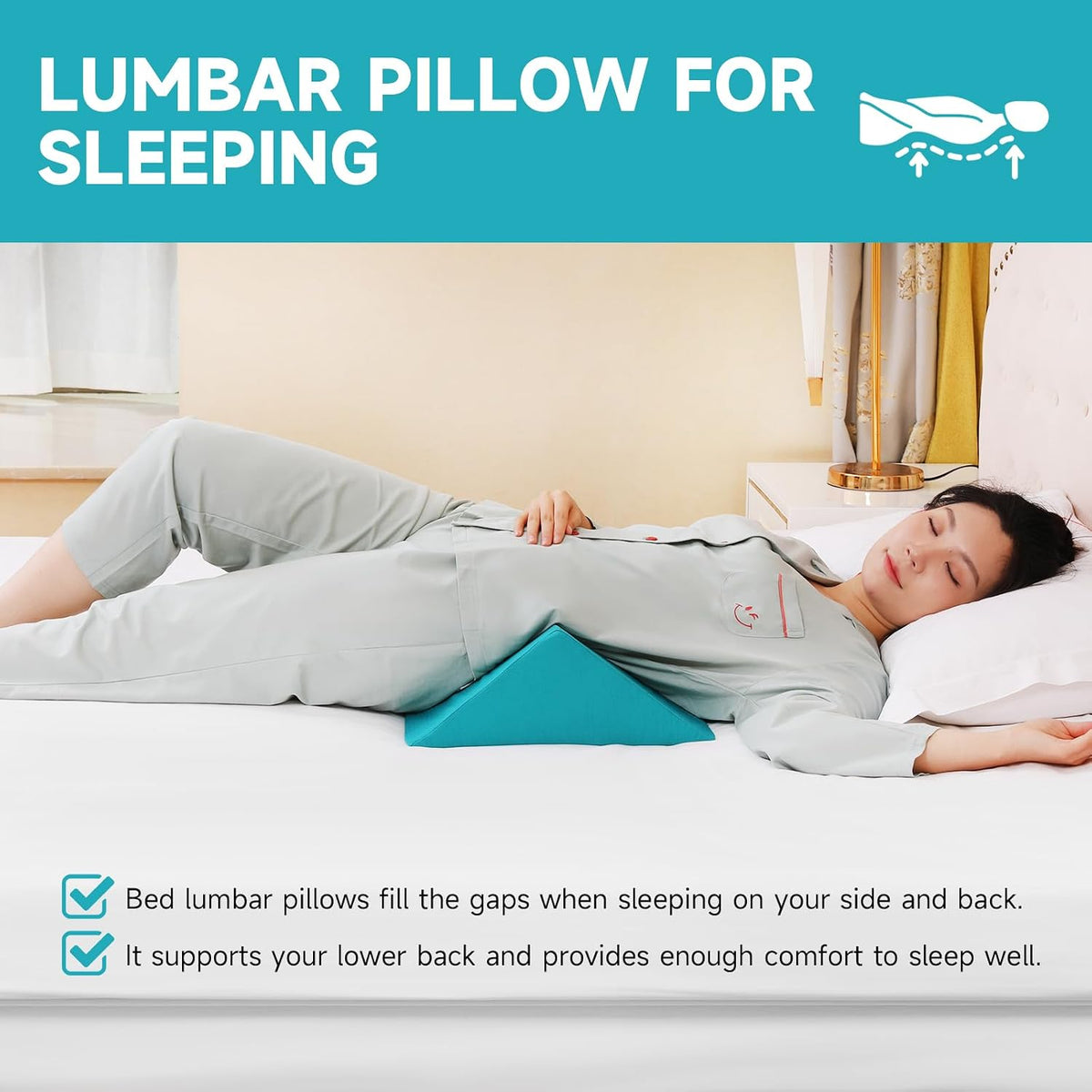 Positioning Wedge Pillow for Side Sleeping (3 in 1),19.69",Grey