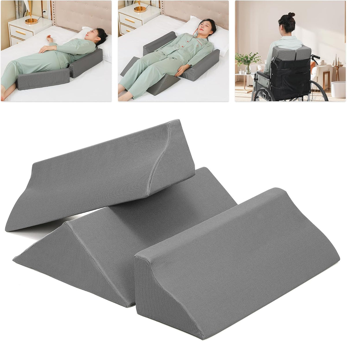 Positioning Wedge Pillow for Side Sleeping (3 in 1),19.69",Grey