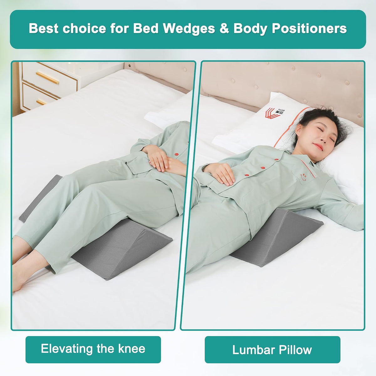 Positioning Wedge Pillow for Side Sleeping (3 in 1),19.69",Grey