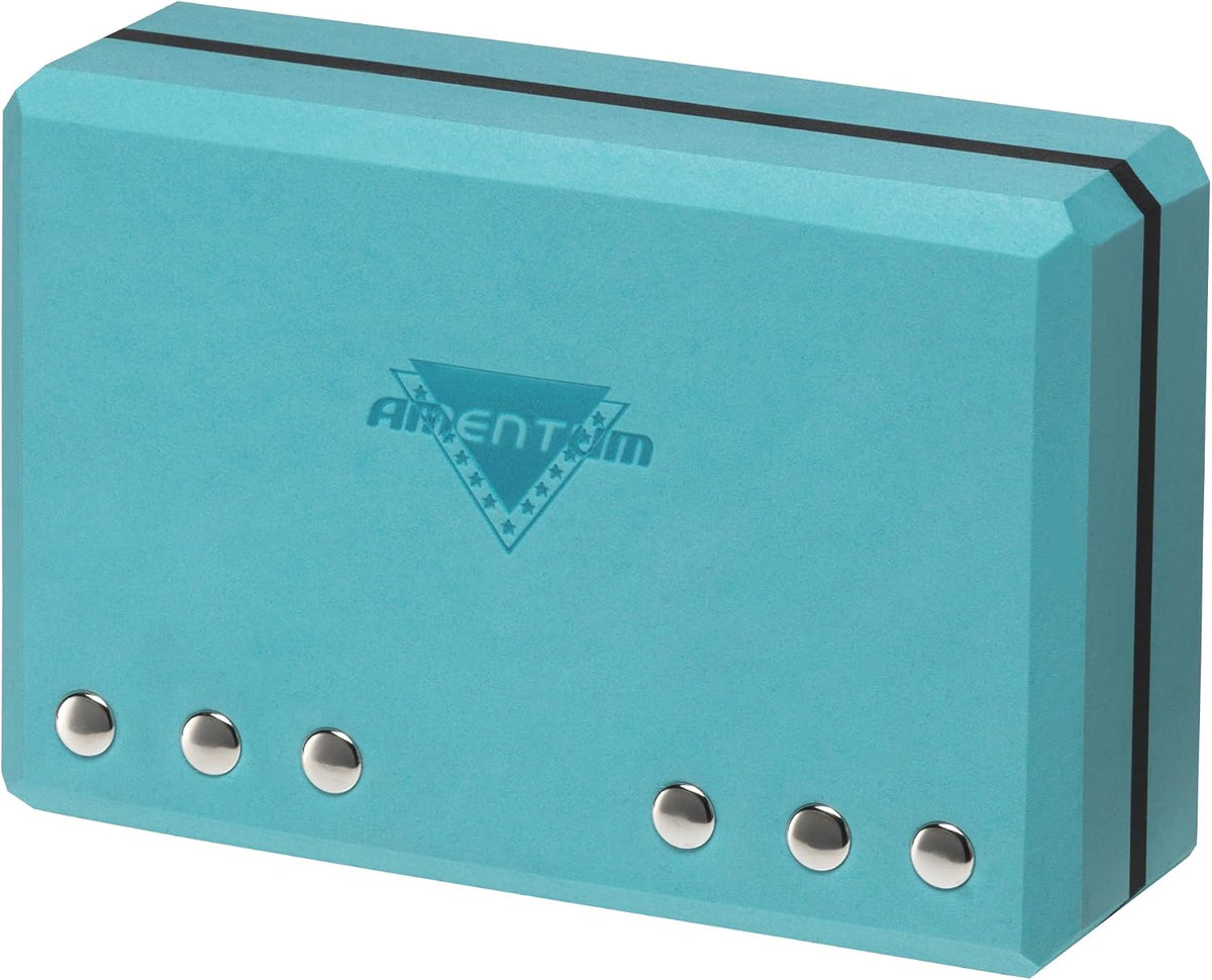 AMENTUM Yoga Block 9”x6”x3” Stand Out With Style Premium Yoga Block Featuring Bold Metallic Rivets. High-Density/Non-Toxic EVA Foam, Non-Slip Surface,Lightweight Exercise Support for Yoga, Stretching, Fitness Training