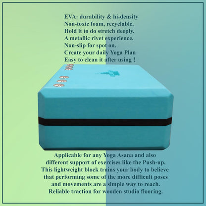 AMENTUM Yoga Block 9”x6”x3” Stand Out With Style Premium Yoga Block Featuring Bold Metallic Rivets. High-Density/Non-Toxic EVA Foam, Non-Slip Surface,Lightweight Exercise Support for Yoga, Stretching, Fitness Training