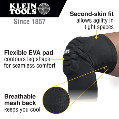 60592 Knee Pads, Lightweight Padded Knee Sleeves, Breathable Mesh Back, Elastic Cuff with Slip-Resistant Silicone, Black, L/XL