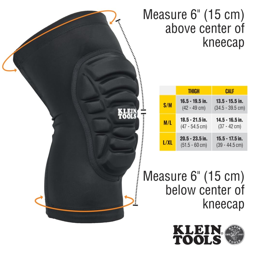 60592 Knee Pads, Lightweight Padded Knee Sleeves, Breathable Mesh Back, Elastic Cuff with Slip-Resistant Silicone, Black, L/XL