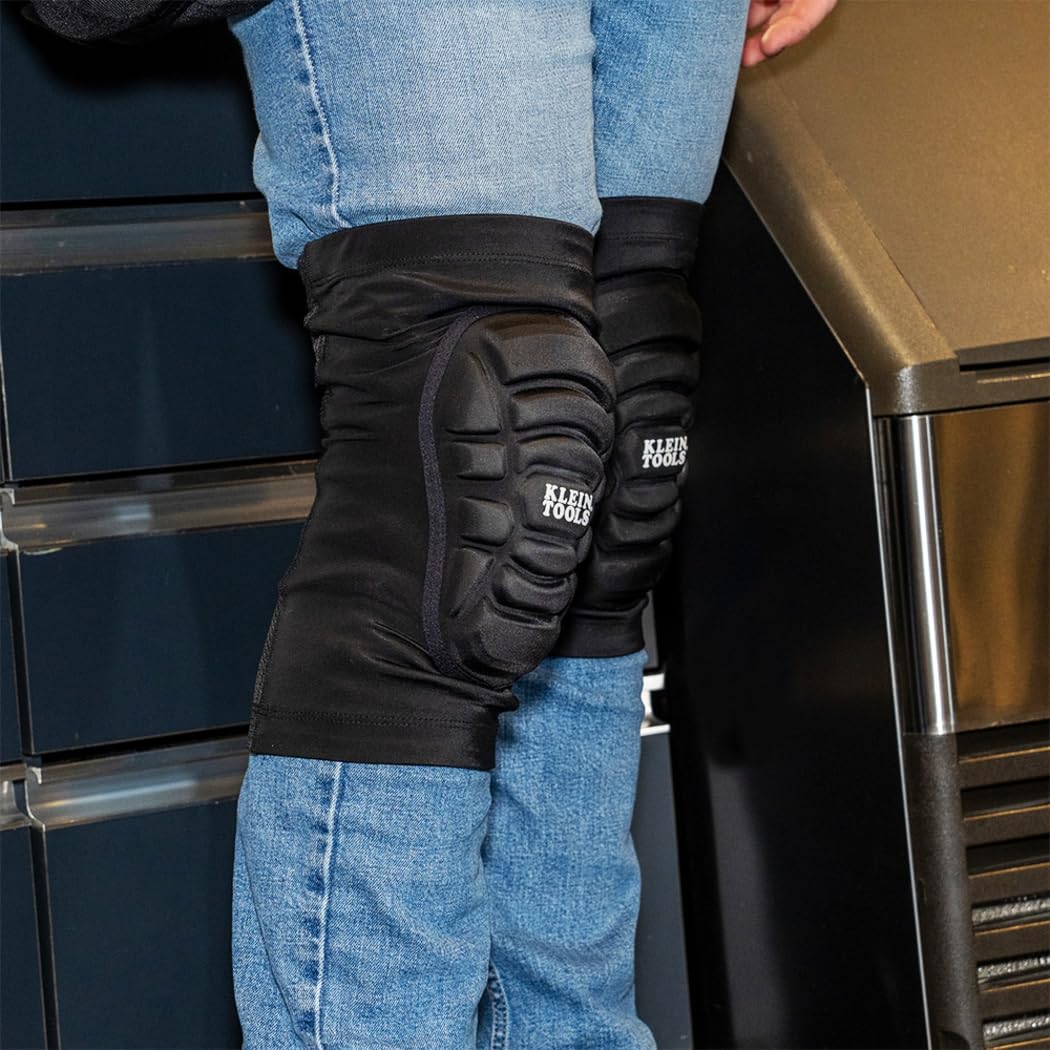 60592 Knee Pads, Lightweight Padded Knee Sleeves, Breathable Mesh Back, Elastic Cuff with Slip-Resistant Silicone, Black, L/XL