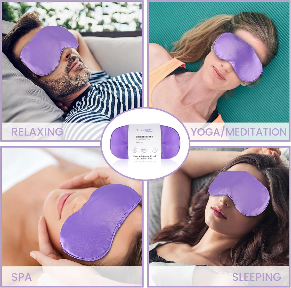 Hot & Cold Lavender Eye Pillow for Relaxing, Purple, 6 Packs
