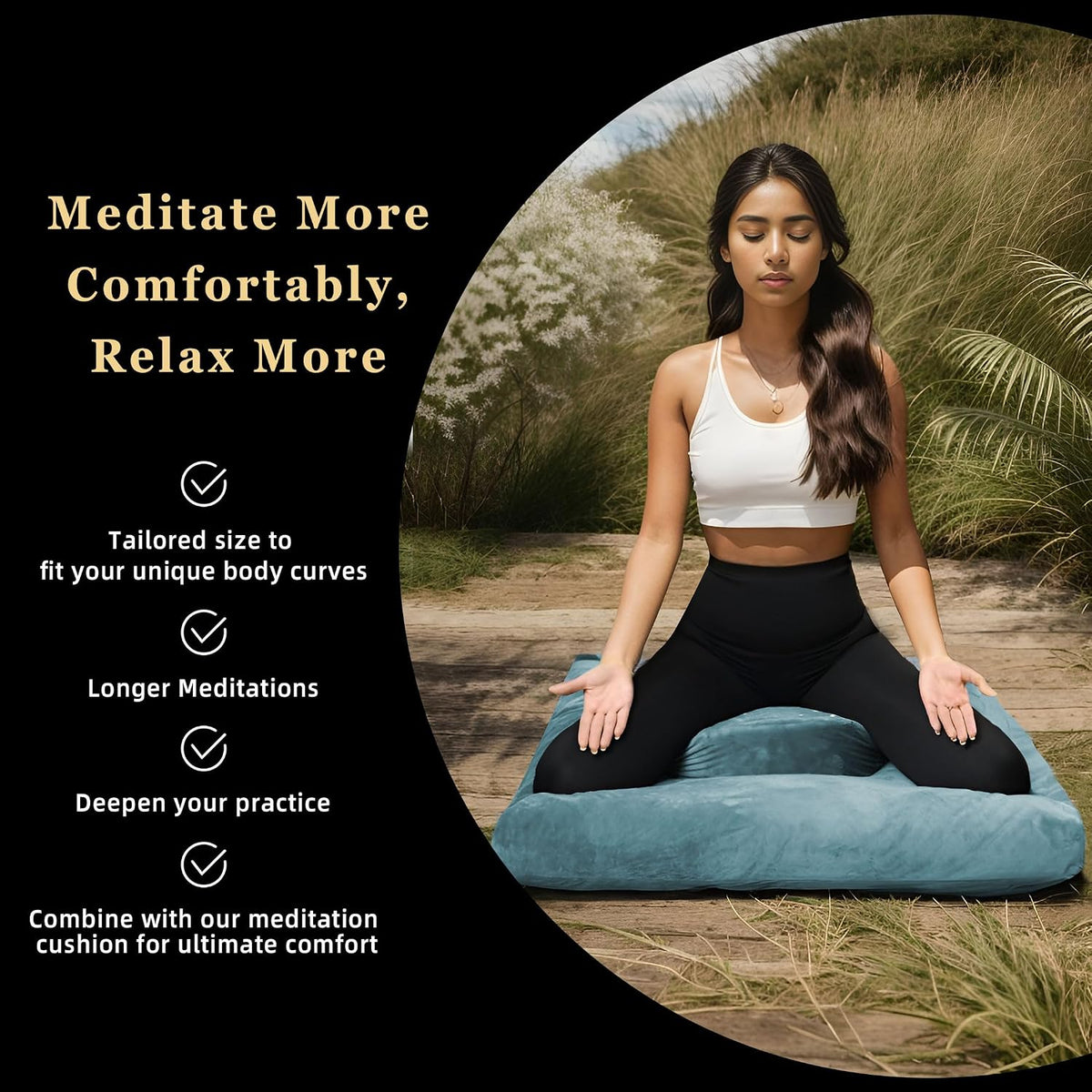 Meditation Cushion Set Zafu & Zabuton – Buckwheat Hull & Memory Foam, Adjustable Floor Pillow for Yoga, Meditation & Sitting, Removable Velvet Cover (Purple)
