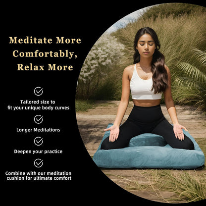Meditation Cushion Set Zafu & Zabuton – Buckwheat Hull & Memory Foam, Adjustable Floor Pillow for Yoga, Meditation & Sitting, Removable Velvet Cover (Purple)