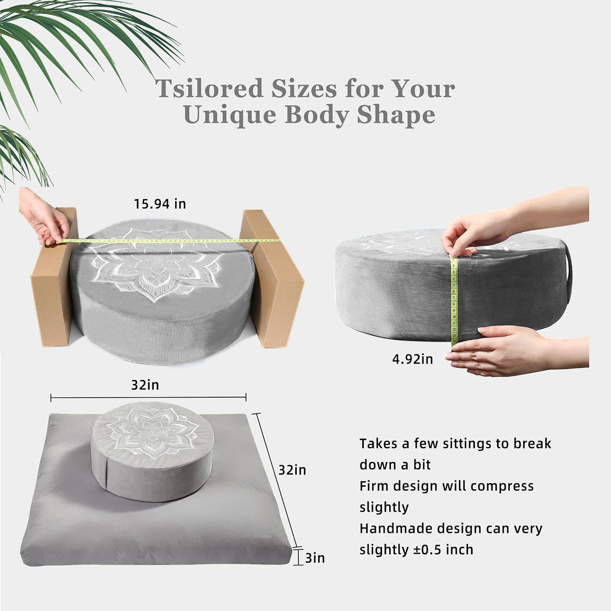 Meditation Cushion Set Zafu & Zabuton – Buckwheat Hull & Memory Foam, Adjustable Floor Pillow for Yoga, Meditation & Sitting, Removable Velvet Cover (Purple)