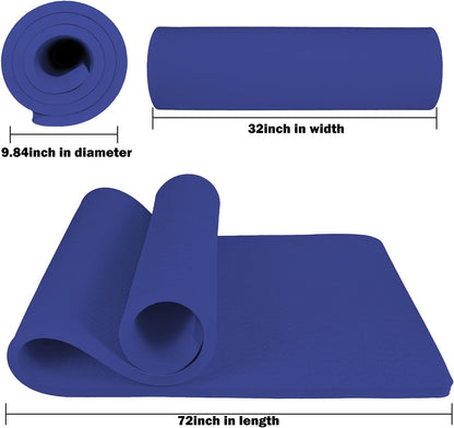 Hatha Yoga 4/5 inch TPE Yoga Mat Fitness & Exercise Mats Large Size 72"L x 32"W Non-Slip Anti-Tear For Women Men