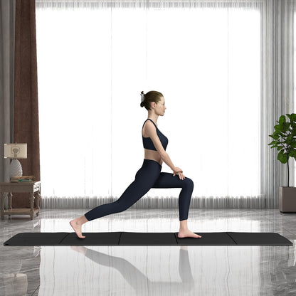 Foldable Yoga Mat for Travel Folding Yoga Mat 6mm Thick with Carrying Bag, Non-Slip TPE Exercise Pilates Mat for 72" L x 24" W x 0.24 Inch