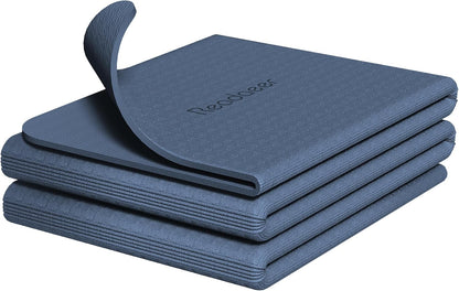 Foldable Yoga Mat for Travel Folding Yoga Mat 6mm Thick with Carrying Bag, Non-Slip TPE Exercise Pilates Mat for 72" L x 24" W x 0.24 Inch