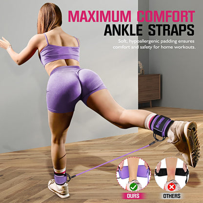 Ankle Resistance Bands with Cuffs, Home Gym Workout Equipment, Lifting Glute Butt Exercise Equipment for Women, Ankle Weights Fitness Set, Leg Booty Equipment for Training Perfect Body Shape