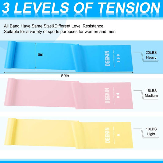 10 Pcs Resistance Bands Professional Exercise Elastic Bands Latex-Free Yoga Starter Set for Pilates, Physical Therapy, Strength Training, Yoga, Working Out for Women Home Gym