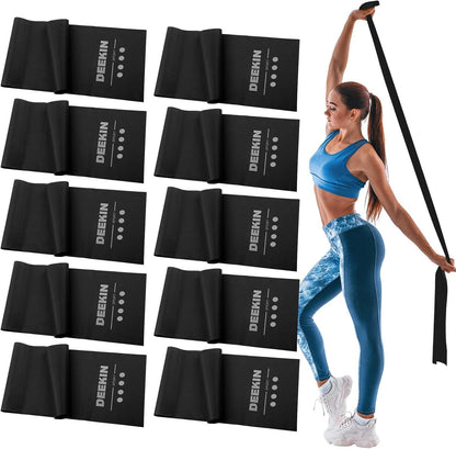 10 Pcs Resistance Bands Professional Exercise Elastic Bands Latex-Free Yoga Starter Set for Pilates, Physical Therapy, Strength Training, Yoga, Working Out for Women Home Gym