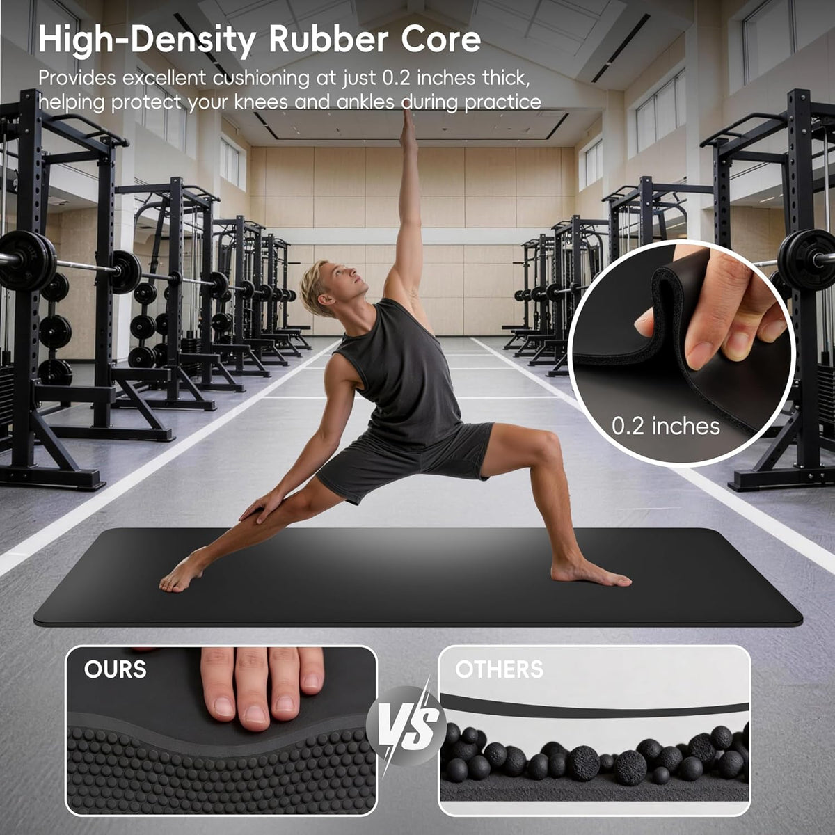 Professional PU & Natural Rubber Yoga Mat – Non Slip 5mm Thick Workout Mats for Women & Men, 72"x27" Wide Exercise Pad for Hot Yoga, Pilates, HIIT & Home Gym – Strap Included