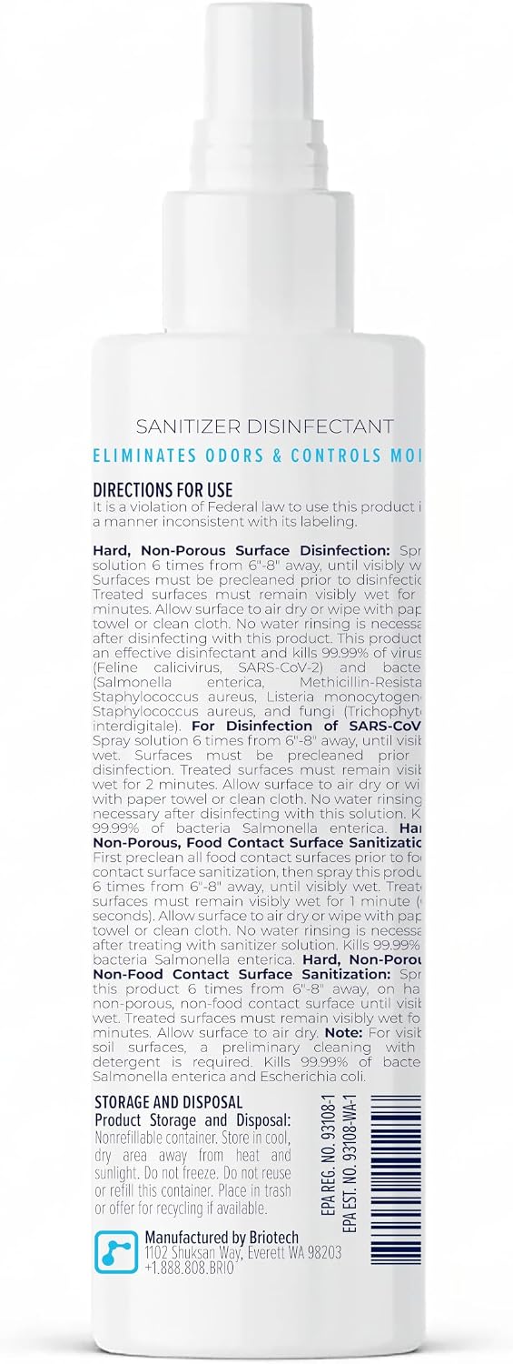 BRIOTECH Sanitizer Disinfectant, Hypochlorous Acid, 32 oz