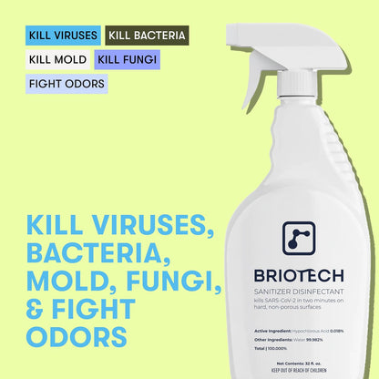 BRIOTECH Sanitizer Disinfectant, Hypochlorous Acid, 32 oz