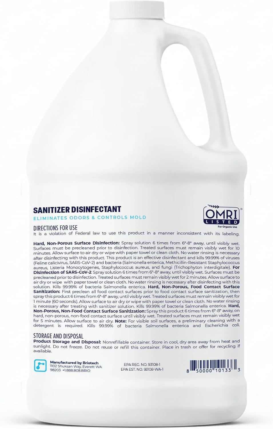 BRIOTECH Sanitizer Disinfectant, Hypochlorous Acid, 32 oz