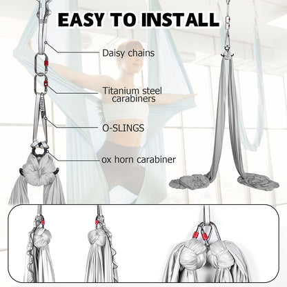 Aerial Silks Kit & Aerial Yoga Hammock - 11Yd Premium Fabric with Hardware