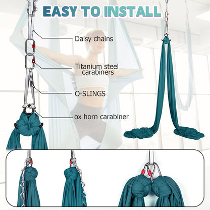 Aerial Silks Kit & Aerial Yoga Hammock - 11Yd Premium Fabric with Hardware