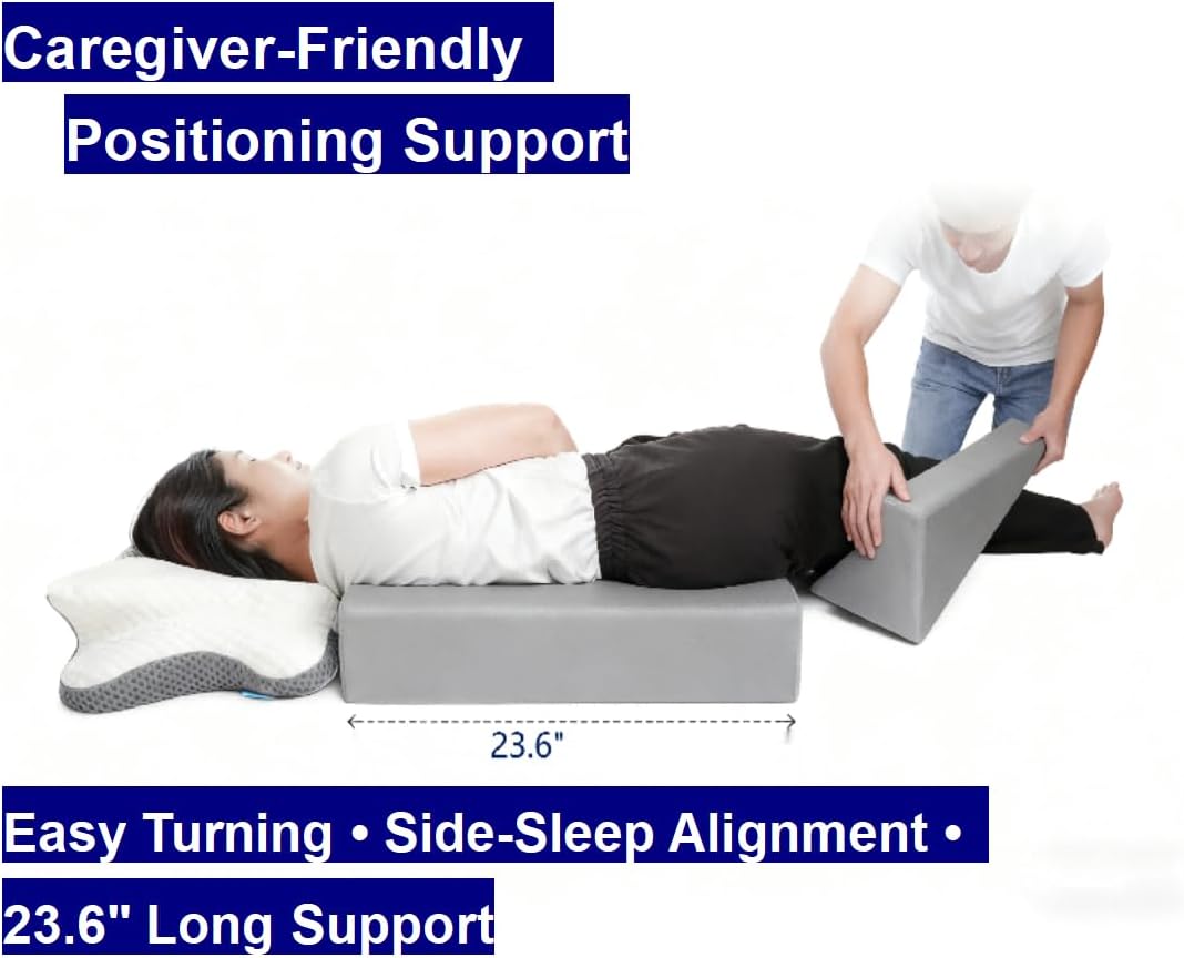 Bed Wedge Pillow for Side Sleeping & Recovery, 23.6" Positioning Support