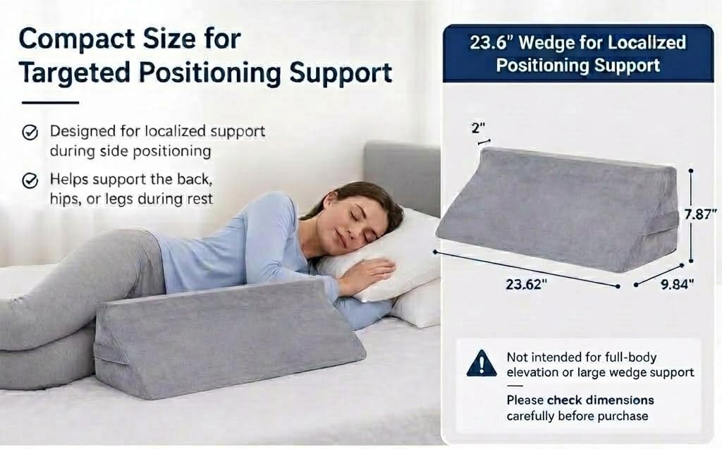 Bed Wedge Pillow for Side Sleeping & Recovery, 23.6" Positioning Support