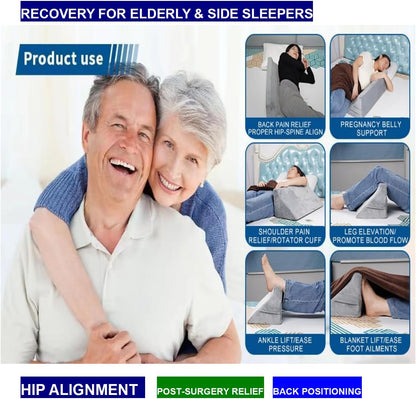 Bed Wedge Pillow for Side Sleeping & Recovery, 23.6" Positioning Support