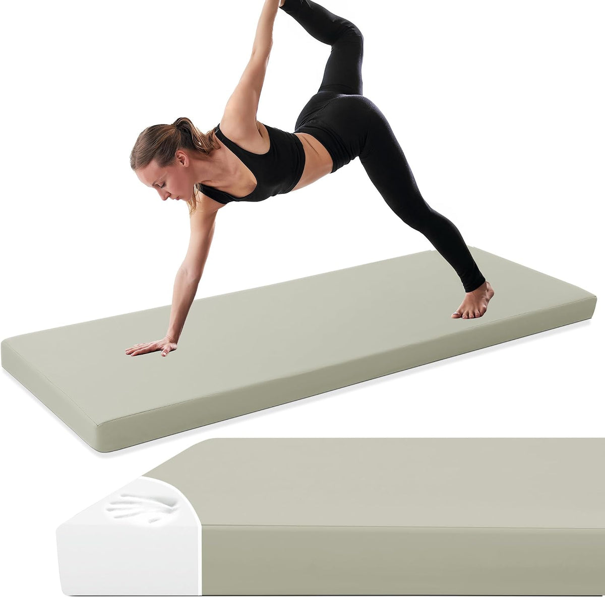3-Inch Thick Yoga Mat, 68"x24" Extra Thick PU Leather Exercise Mat, High-Density Foam Gymnastics Cushion for Yoga, Fitness, Pilates, Stretching