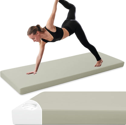 3-Inch Thick Yoga Mat, 68"x24" Extra Thick PU Leather Exercise Mat, High-Density Foam Gymnastics Cushion for Yoga, Fitness, Pilates, Stretching