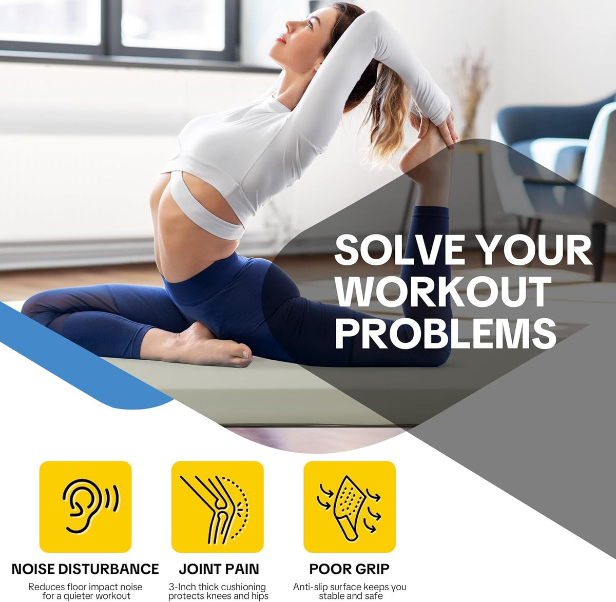 3-Inch Thick Yoga Mat, 68"x24" Extra Thick PU Leather Exercise Mat, High-Density Foam Gymnastics Cushion for Yoga, Fitness, Pilates, Stretching
