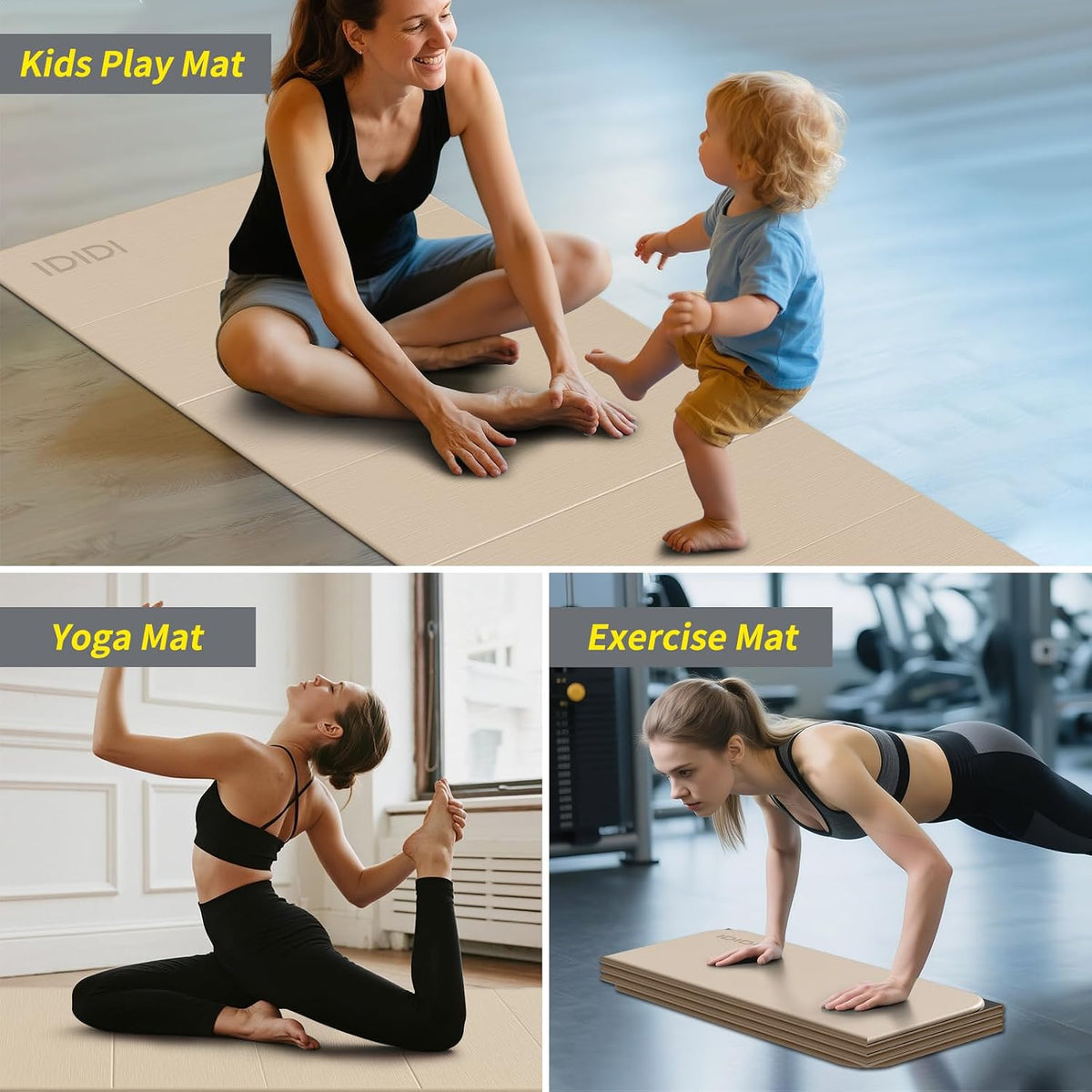 Foldable Yoga Mat Extra Large 74"×31.5"