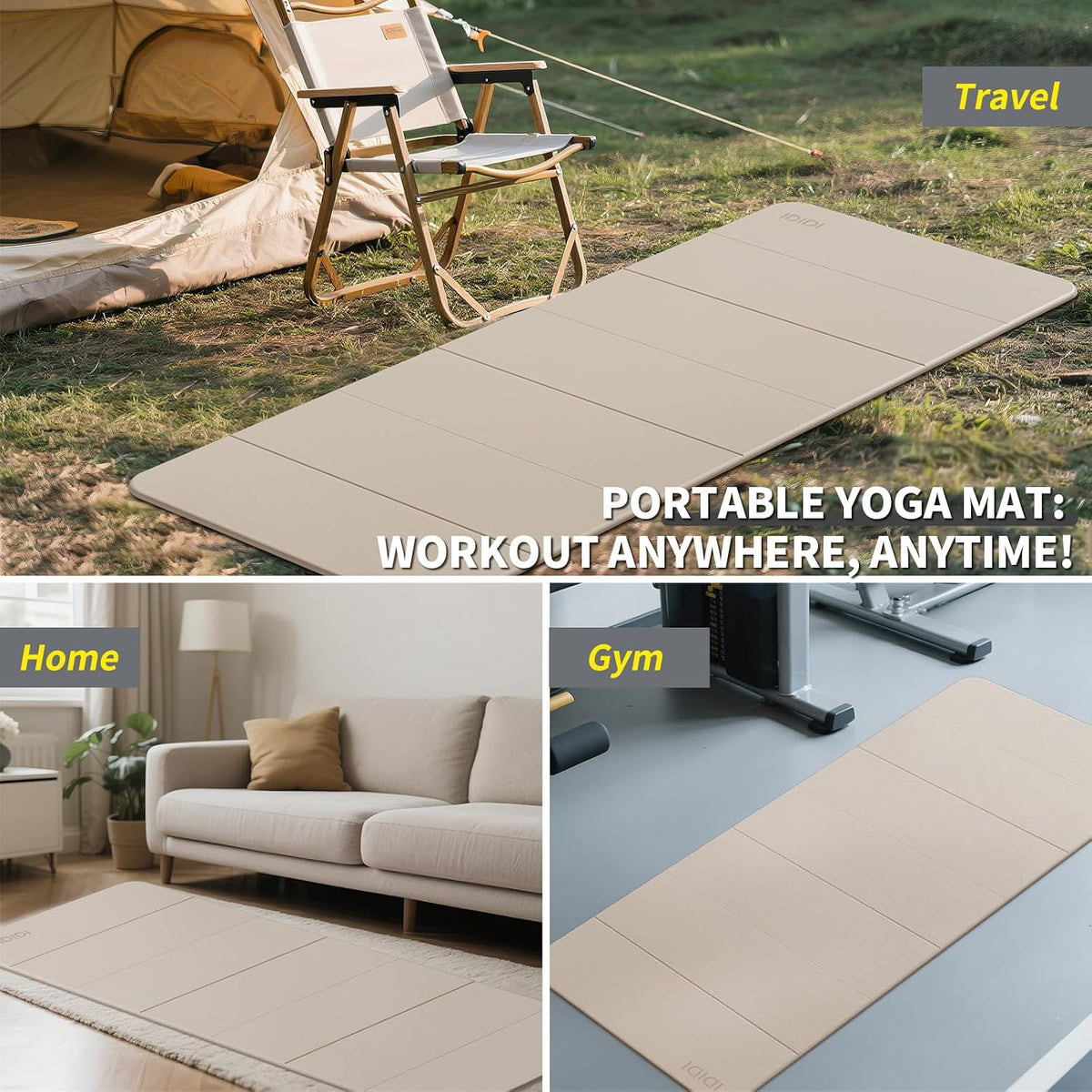 Foldable Yoga Mat Extra Large 74"×31.5"