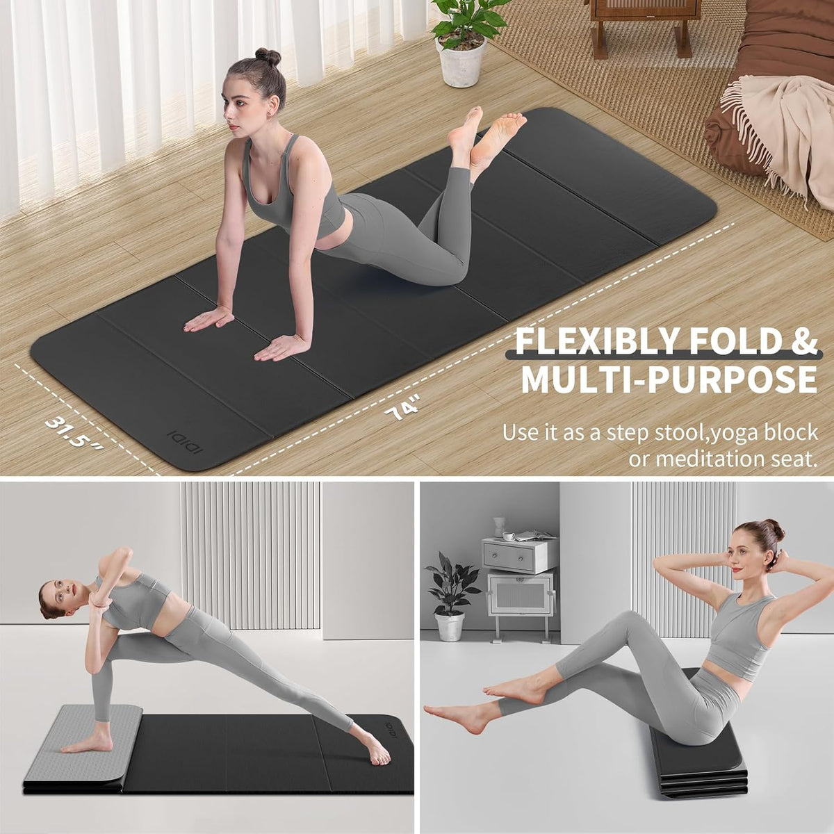 Foldable Yoga Mat Extra Large 74"×31.5"
