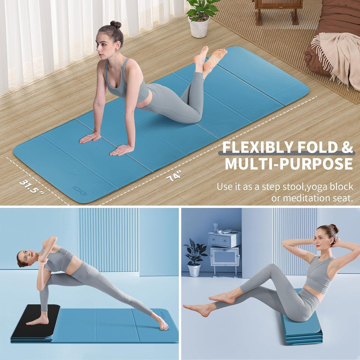 Foldable Yoga Mat Extra Large 74"×31.5"