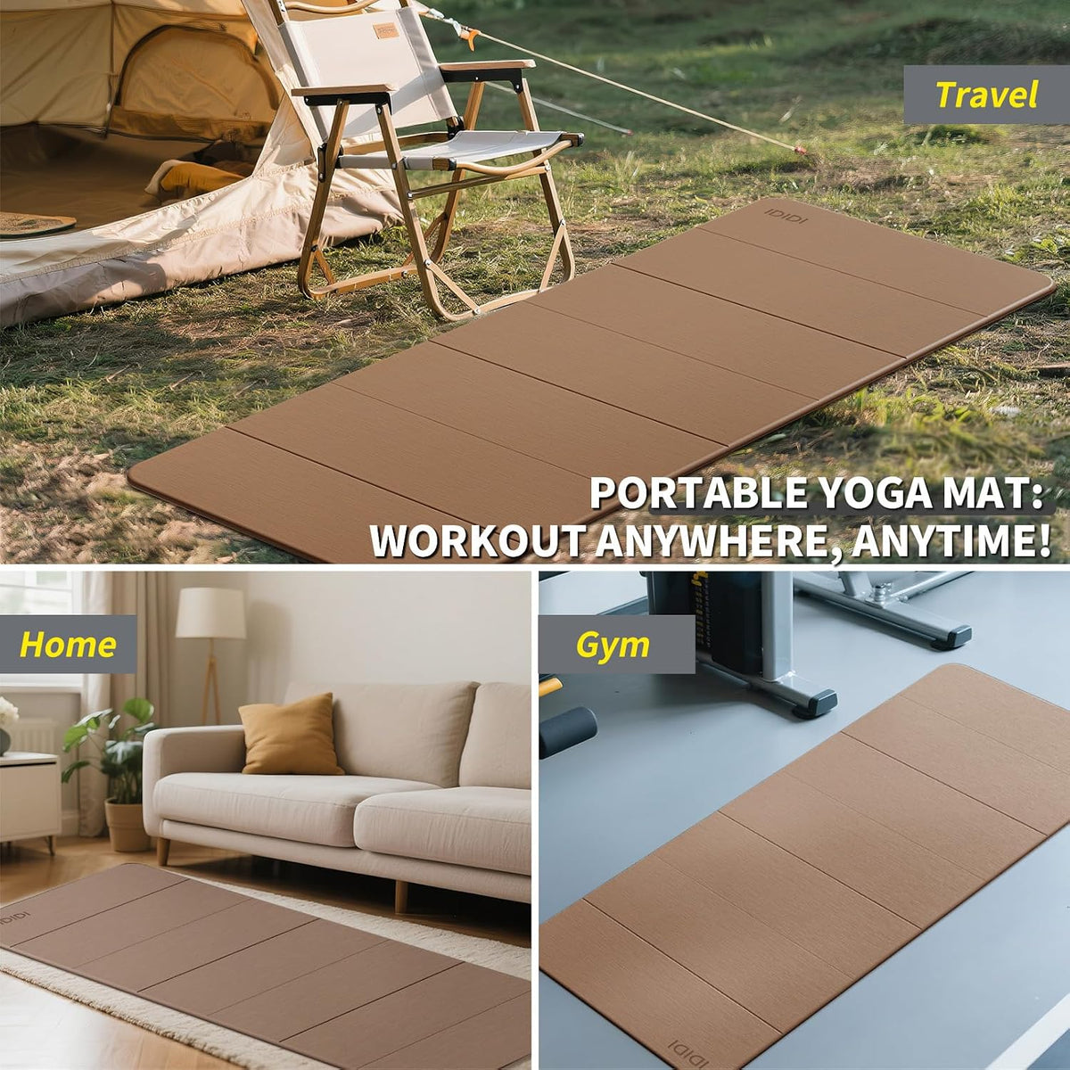 Foldable Yoga Mat Extra Large 74"×31.5"