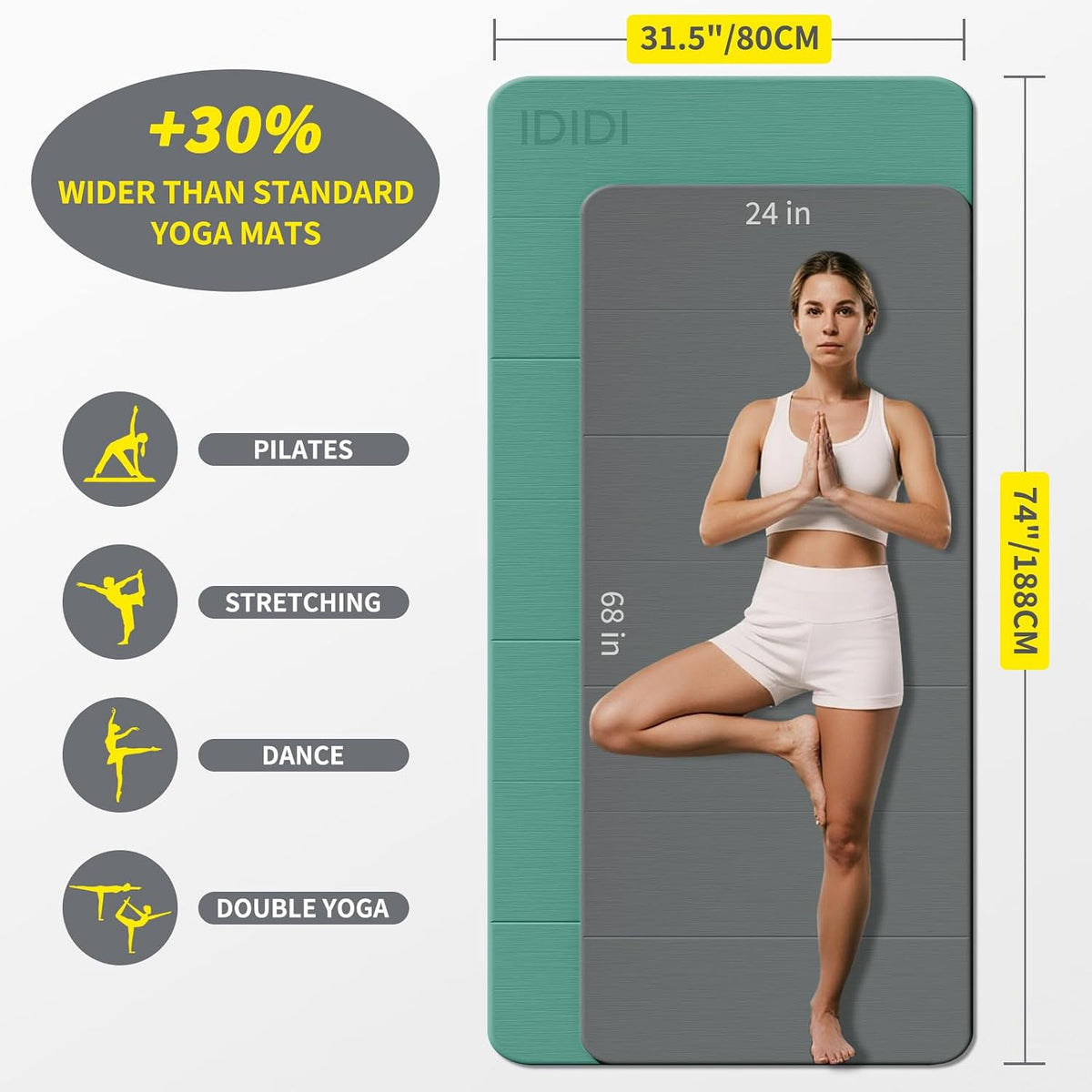 Foldable Yoga Mat Extra Large 74"×31.5"
