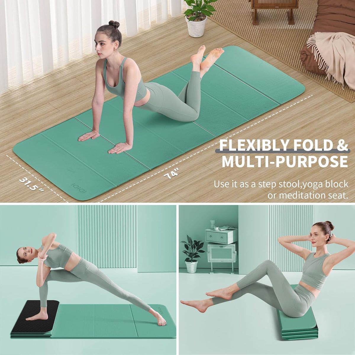 Foldable Yoga Mat Extra Large 74"×31.5"
