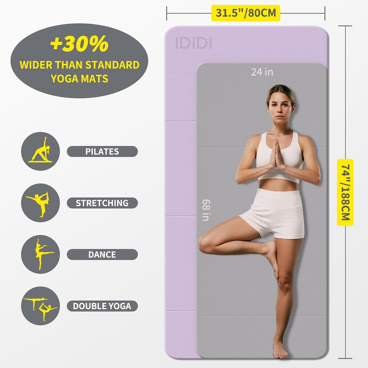 Foldable Yoga Mat Extra Large 74"×31.5"