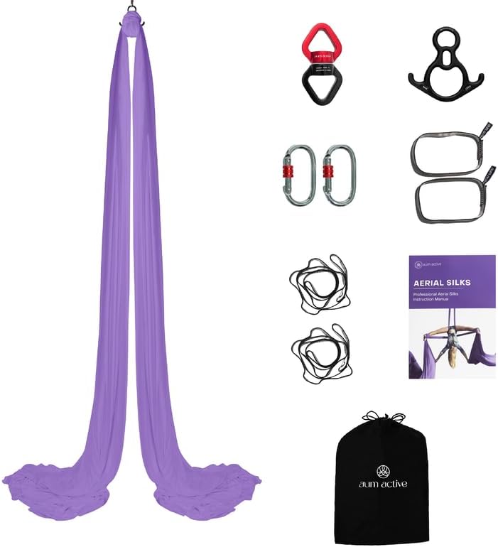Aerial Silks Yoga Hammock Kit, 11 Yards, Hardware and Swivel